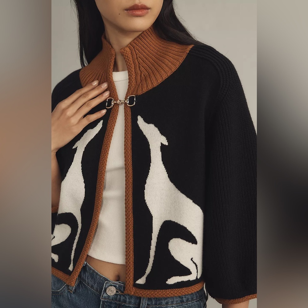 Anthropologie Maeve Dog Motif Cape Cardigan Sweater - NWT - Picture 4 of 6